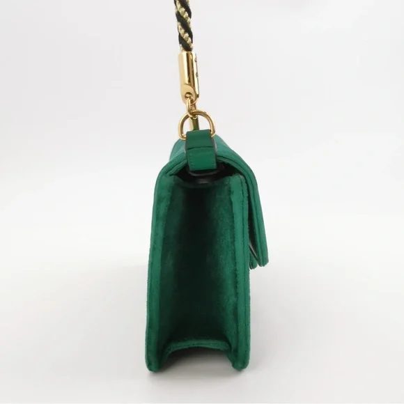 Green Velvet Designer Shoulder Bag - Picture 4 of 14
